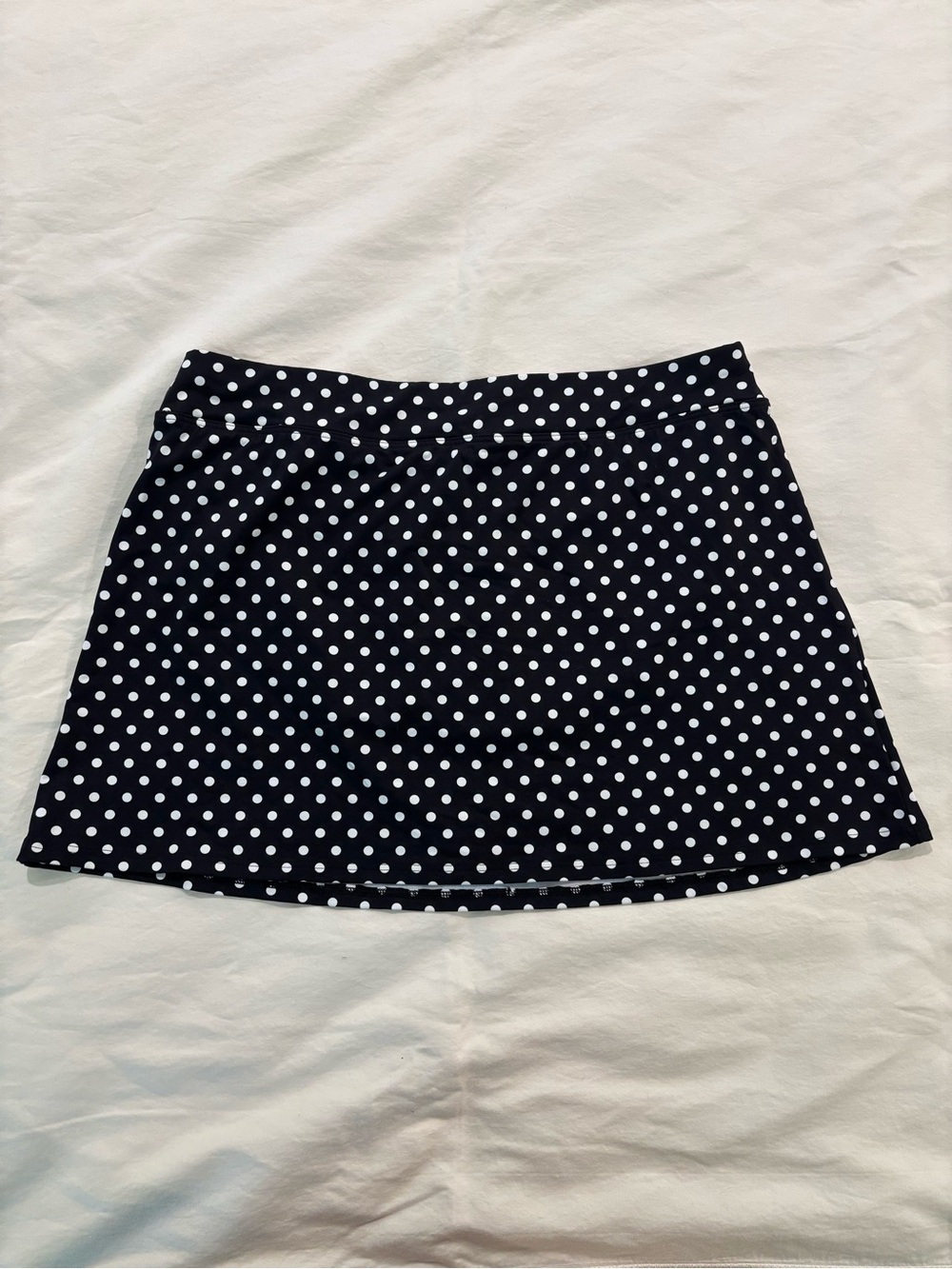 Lands’ End Women’s Black & White Polka Dot Swim/Sports Skirt w/ Built-In Bottoms